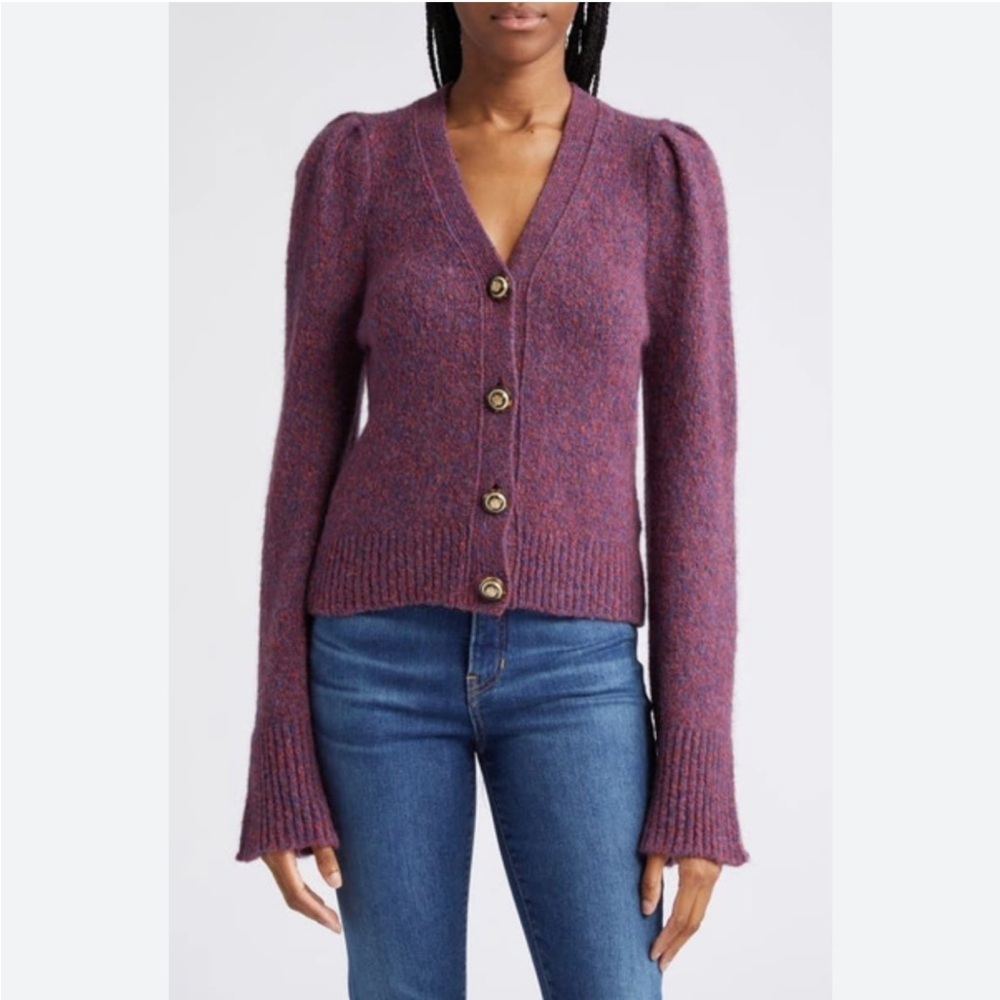 Veronica Beard Purple Button-Up Cardigan